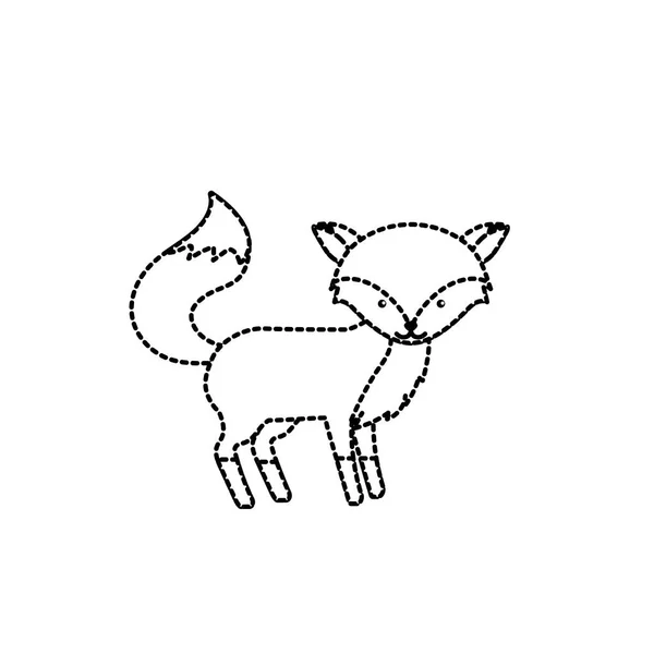 Dotted Shape Cute Fox Wild Animal Icon Vector Illustration — Stock Vector