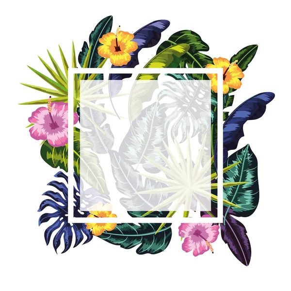 Квадратная Рамка Цветочными Растениями — стоковый вектор