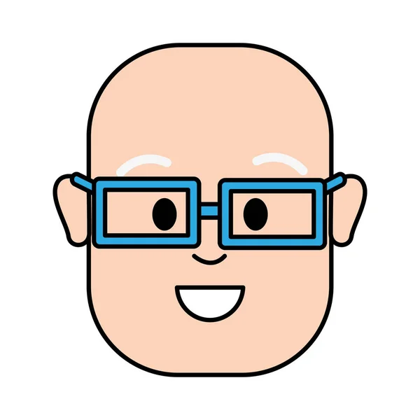 Счастливый Человек Лысой Головой Очками Векторная Иллюстрация Дизайна — стоковый вектор