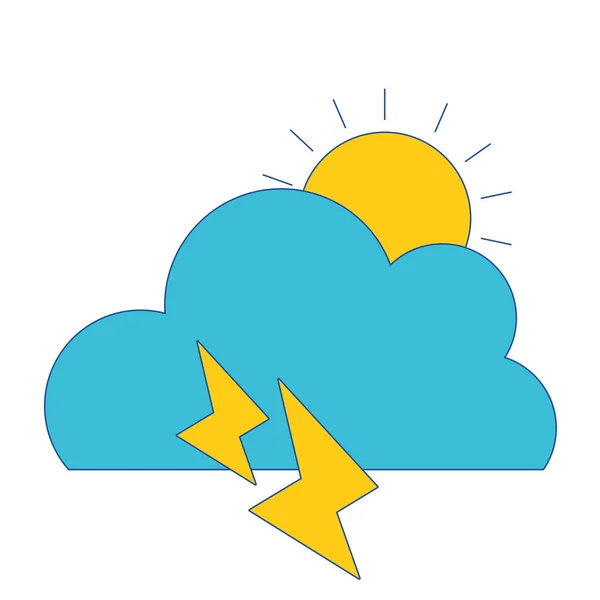 Roztomilý Cloud Slunce Hrom Počasí Vektorové Ilustrace — Stockový vektor