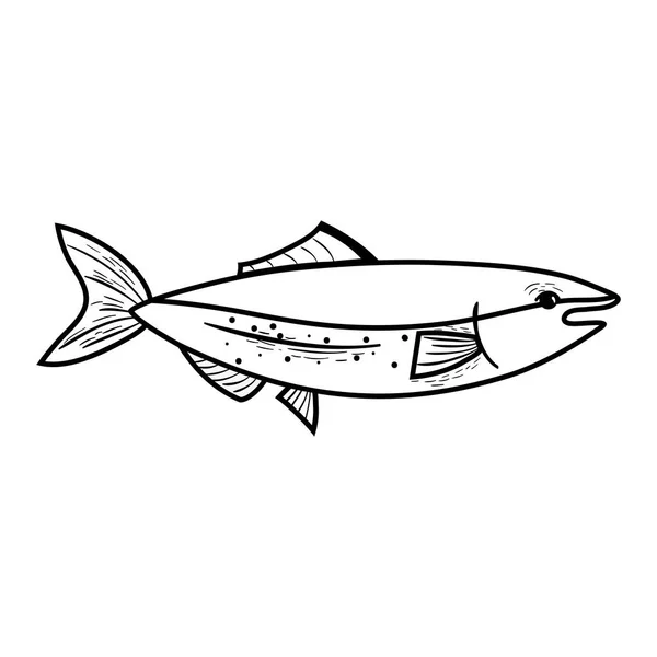 Ligne Délicieux Poissons Fruits Mer Avec Illustration Vectorielle Nutrition Naturelle — Image vectorielle