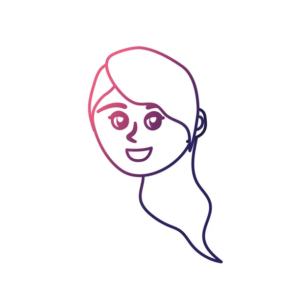 Ligne Avatar Femme Heureuse Visage Avec Illustration Vectorielle Conception Coiffure — Image vectorielle