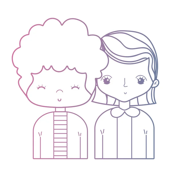 Línea Belleza Pareja Junto Con Peinado Diseño Vector Ilustración — Vector de stock