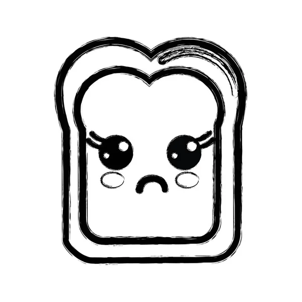 Kontur Kawaii Niedlich Überrascht Brot Symbol Vektorillustration — Stockvektor