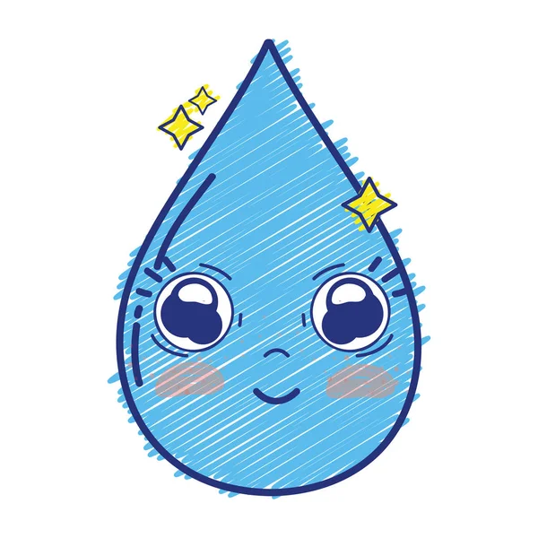 Kawaii Cute Happy Water Drop Vector Illustration — Stock Vector