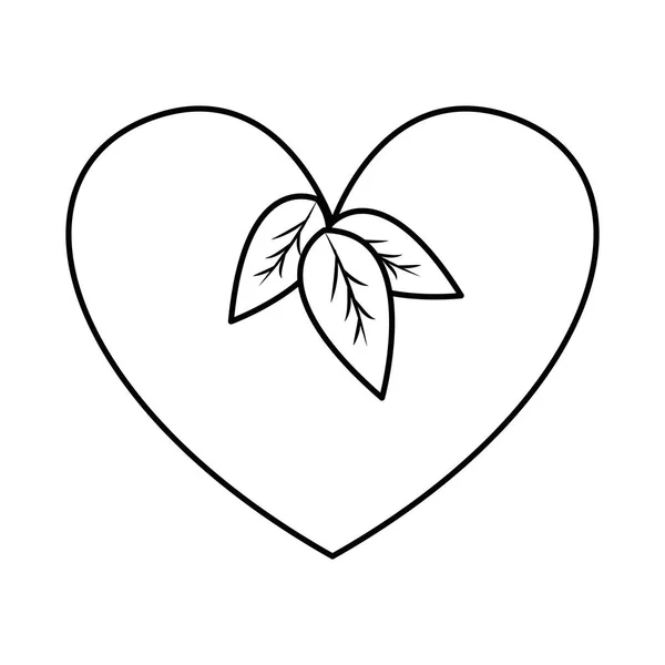 Фигурное Сердце Листьями Веганская Еда Дизайн Векторных Иллюзий — стоковый вектор
