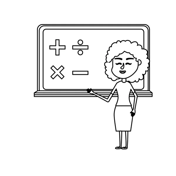 Γραμμή Γυναίκα Δάσκαλος Διδάσκει Στον Μαθητή Για Την Εικονογράφηση Διάνυσμα — Διανυσματικό Αρχείο