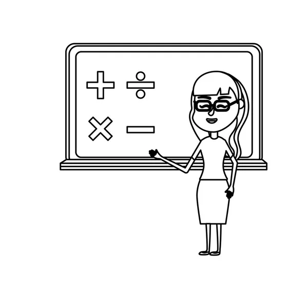 Γραμμή Γυναίκα Δάσκαλος Διδάσκει Στον Μαθητή Για Την Εικονογράφηση Διάνυσμα — Διανυσματικό Αρχείο