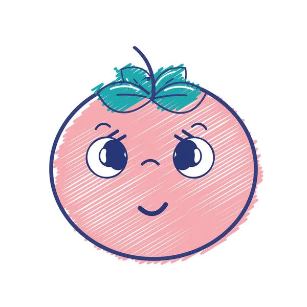 Kawaii Agradável Tímido Tomate Vegetal Ilustração Vetorial — Vetor de Stock