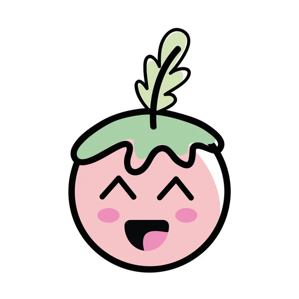 Icône Légume Tomate Heureuse Kawaii Illustration Vectorielle Signe — Image vectorielle