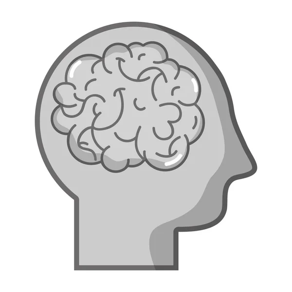 Homem Silhueta Escala Cinza Com Anatomia Desenho Cerebral Ilustração Vetorial — Vetor de Stock