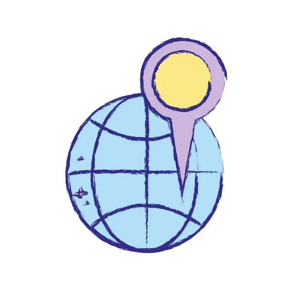 Carte Globale Avec Loupe Emplacement Symbole Vectoriel Illustration — Image vectorielle