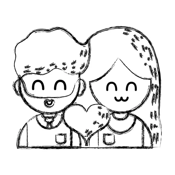 Couple Figure Avec Des Liens Beauté Illustration Vectorielle Coeur — Image vectorielle