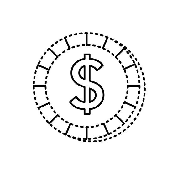 Tečkované Tvar Ekonomika Mince Peníze Peníze Měny Vektorové Ilustrace — Stockový vektor