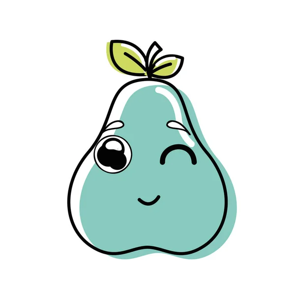 Kawaii Nice Funny Pear Icon Vector Illustration — Stock Vector