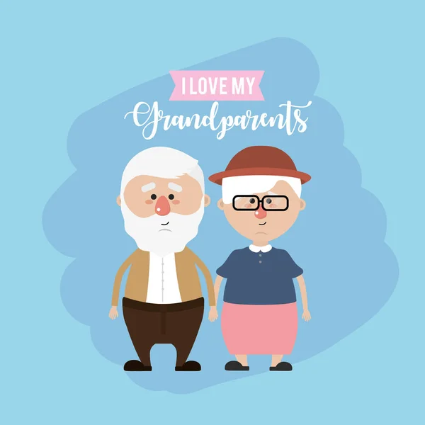 Abuelos Pareja Juntos Lindo Vector Amor Ilustración — Vector de stock
