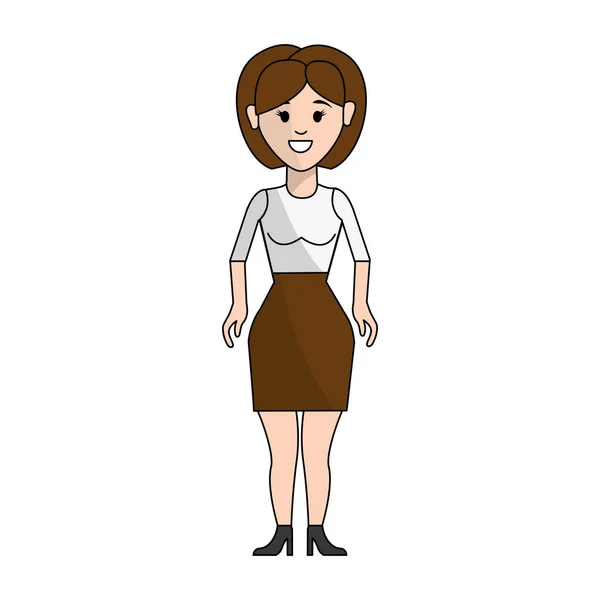 Persone Donna Con Icona Avatar Panno Casuale Illustrazione Vettoriale — Vettoriale Stock