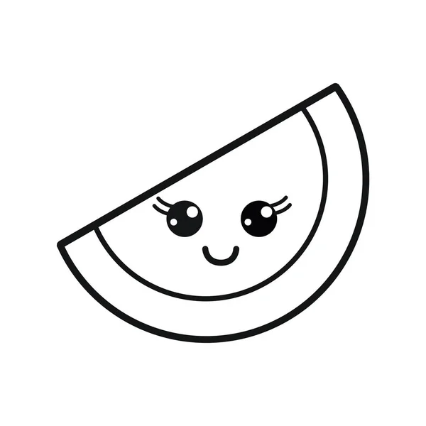 Σιλουέτα Kawaii Χαριτωμένο Ευτυχείς Μήλο Φρούτα Εικονογράφηση Διάνυσμα — Διανυσματικό Αρχείο