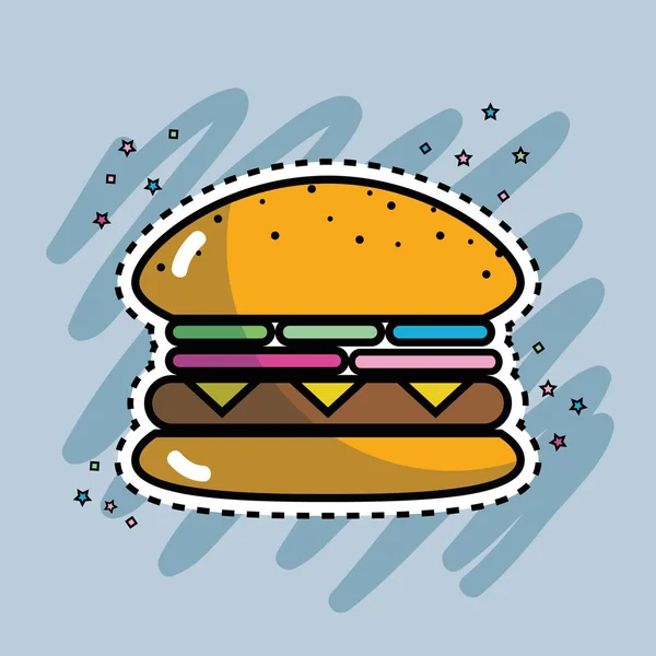 Sabrosa Fresca Hamburguesa Comida Rápida Vector Ilustración — Vector de stock
