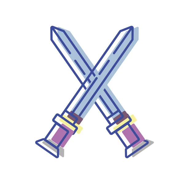 Videogame Swords Medieval Weapon Vector Illustration — Stock Vector