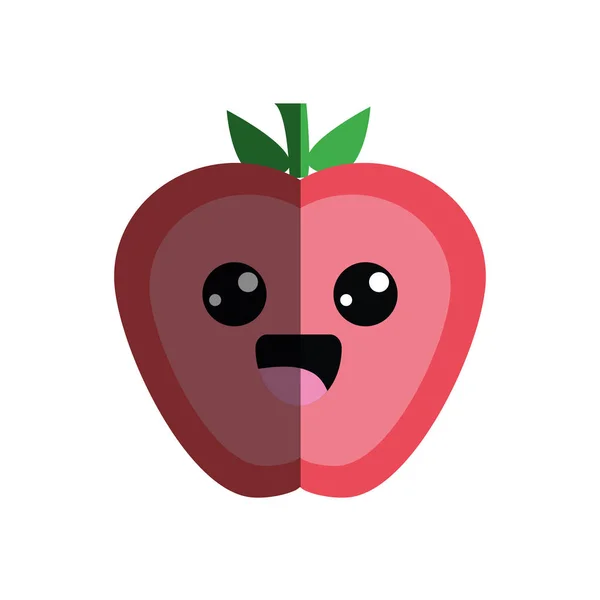 Kawaii Aranyos Boldog Apple Gyümölcs Vektoros Illusztráció — Stock Vector