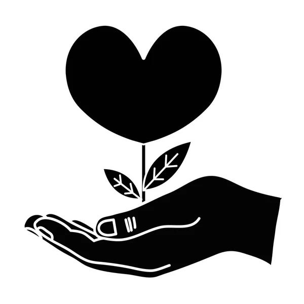 Περίγραμμα Χέρι Ομορφιά Καρδιά Φυτό Φύλλα Σχεδιασμό Εικονογράφηση Διάνυσμα — Διανυσματικό Αρχείο