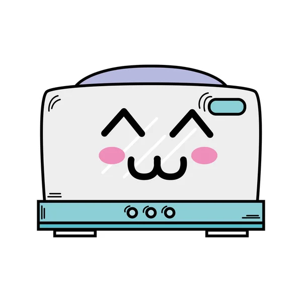 Kawaii Aranyos Boldog Kenyérpirító Technológia Vektoros Illusztráció — Stock Vector
