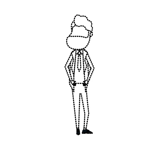Διάστικτο Σχήμα Ευτυχισμένη Γαμπρός Χτένισμα Και Κομψό Κοστούμι Εικονογράφηση Διάνυσμα — Διανυσματικό Αρχείο