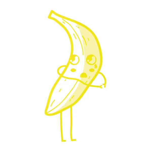 Kawaii Bonito Surpreso Banana Fruta Ilustração Vetorial — Vetor de Stock