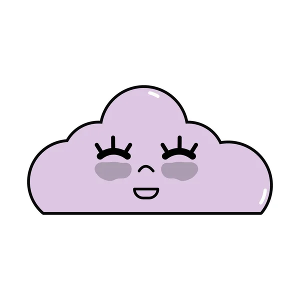 Kawaii Mignon Nuages Heureux Illustration Vectorielle Météo — Image vectorielle