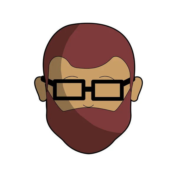 Man Head Face Beard Glasses Vector Illustration — Stock Vector