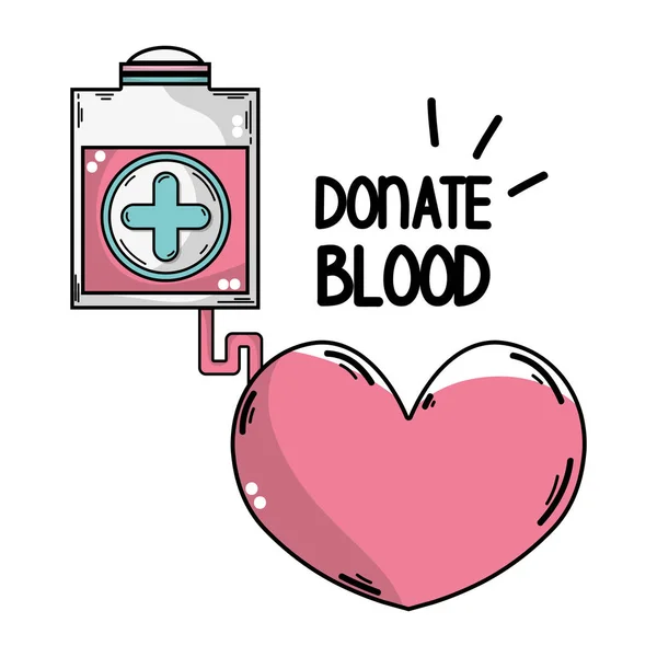 Doação Ferramentas Transfusão Com Símbolo Cardíaco Ilustração Vetorial — Vetor de Stock