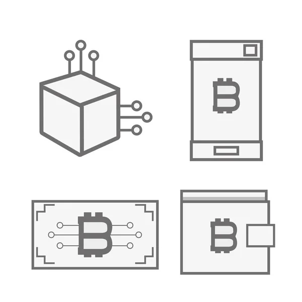 Línea Juego Icono Bitcoin Moneda Vector Ilustración — Vector de stock
