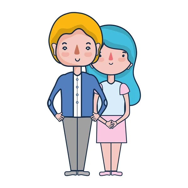 Pareja Belleza Junto Con Diseño Del Peinado Vector Ilustración — Vector de stock