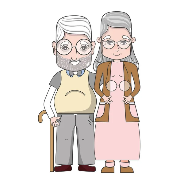 Old People Couple Together Forever Vector Illustration — Stock Vector