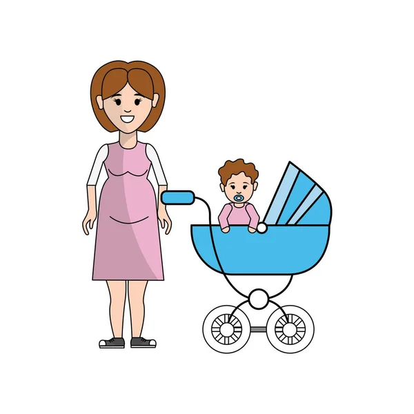Frau Schwanger Und Ihr Baby Symbol Vektor Illustration Design — Stockvektor