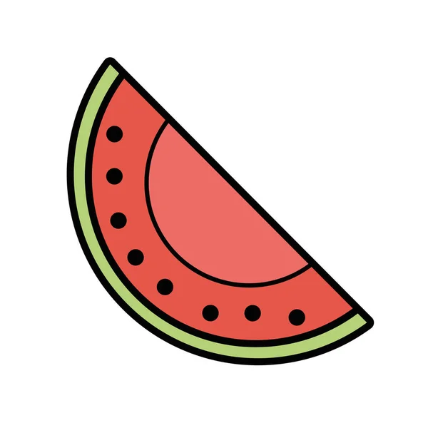 美味切片西瓜水果与维生素和蛋白质载体例证 — 图库矢量图片