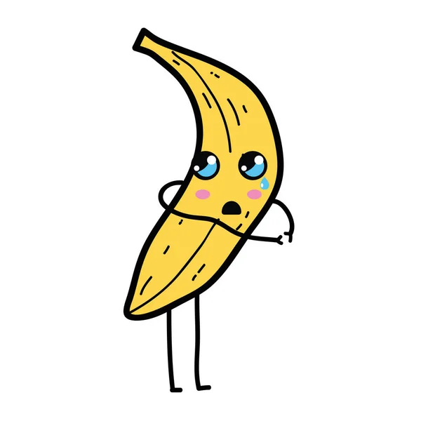 Kawaii Carino Sorpreso Banana Frutta Illustrazione Vettoriale — Vettoriale Stock