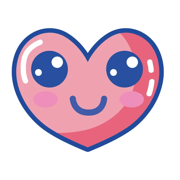 Kawaii Carino Felice Cuore Disegno Vettoriale Illustrazione — Vettoriale Stock