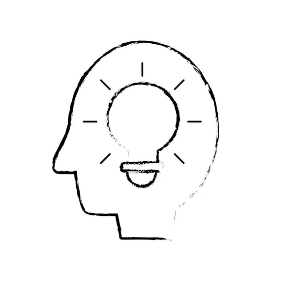 Figura Lado Hombre Con Idea Bombilla Vector Ilustración — Vector de stock