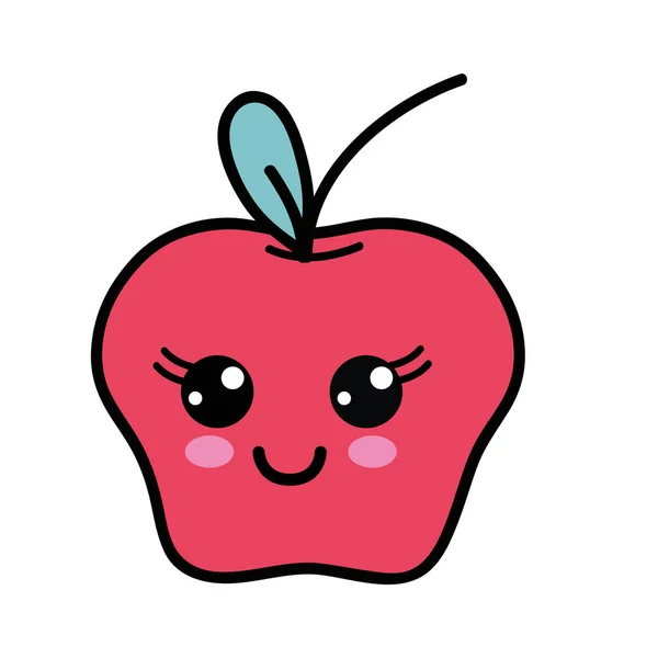川井可爱的快乐苹果水果 矢量插图 — 图库矢量图片