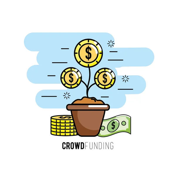 Projet Stratégie Crowdfunding Pour Financer Illustration Vectorielle Soutien — Image vectorielle