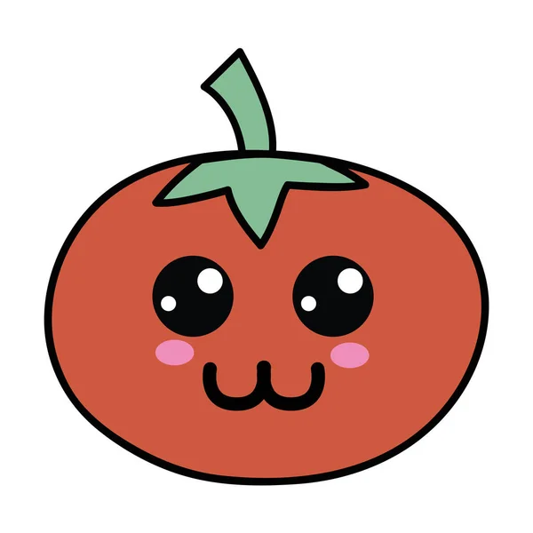 Kawaii Cute Happy Tomato Vegetable Vector Illustration - Stok Vektor