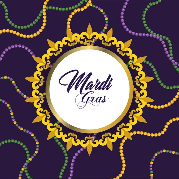 Emblema Círculo Com Decoração Colar Para Ilustração Vetor Merdi Gras —  Vetores de Stock