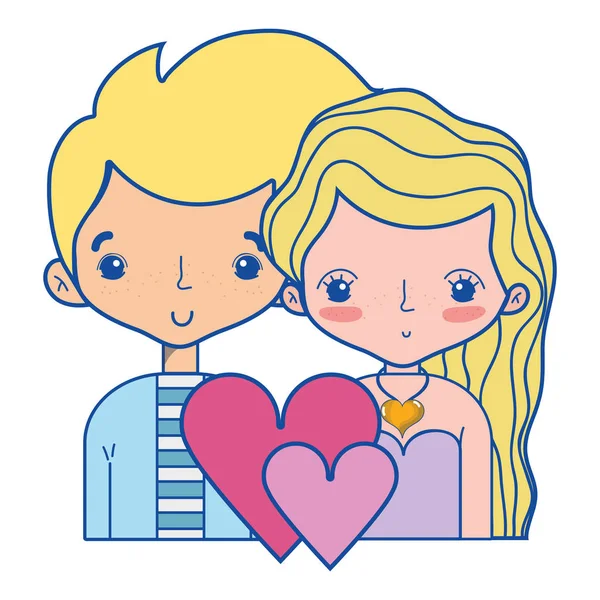 Beauty Couple Together Hairstyle Design Vector Illustration — Stock Vector