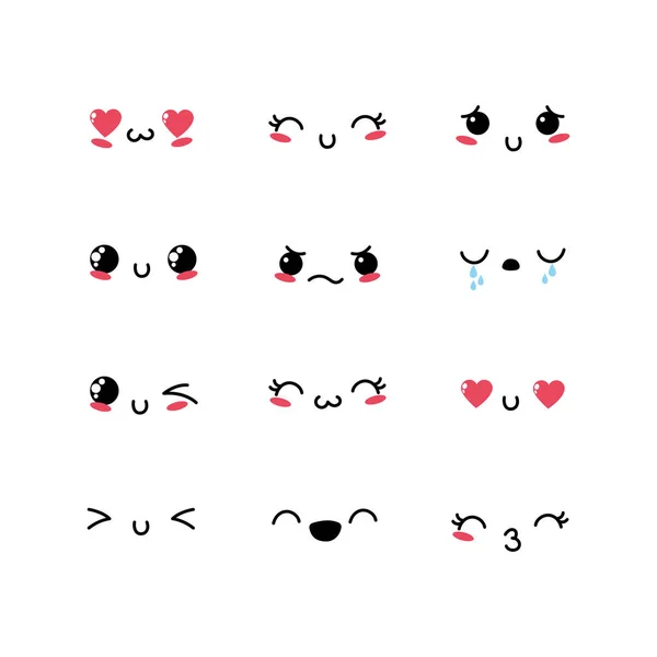 set kawaii emoji emotion design icon vector illustration