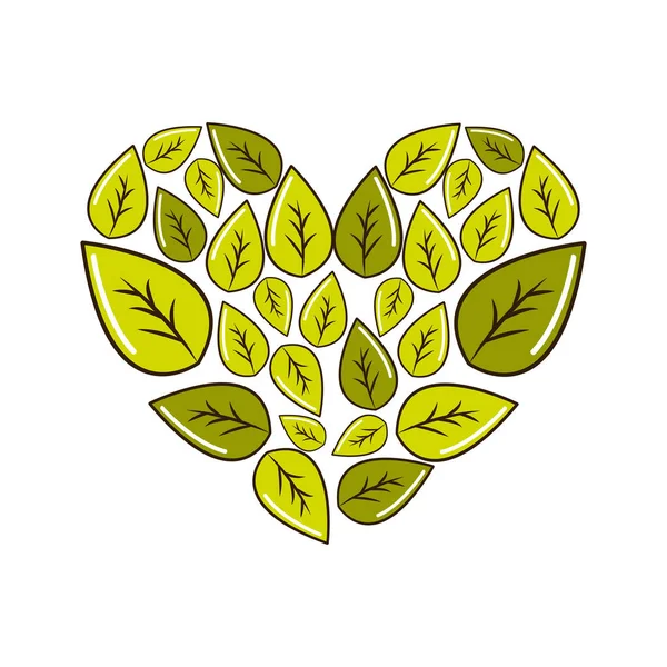 Green Leaves Form Heart Vector Illustration Design — Stock Vector