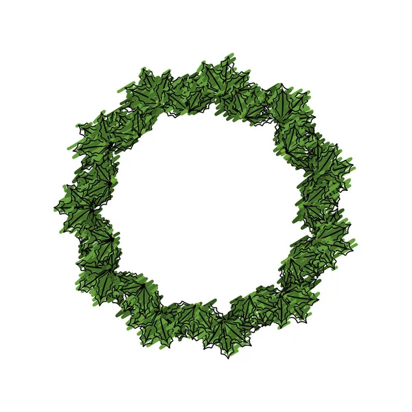 Christmas Wreath Garland Decoration Design Vector Illustration — Stock Vector
