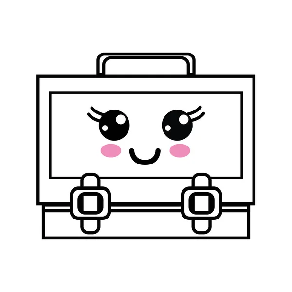 Ligne Kawaii Mignon Heureux Conception Valise Illustration Vectorielle — Image vectorielle