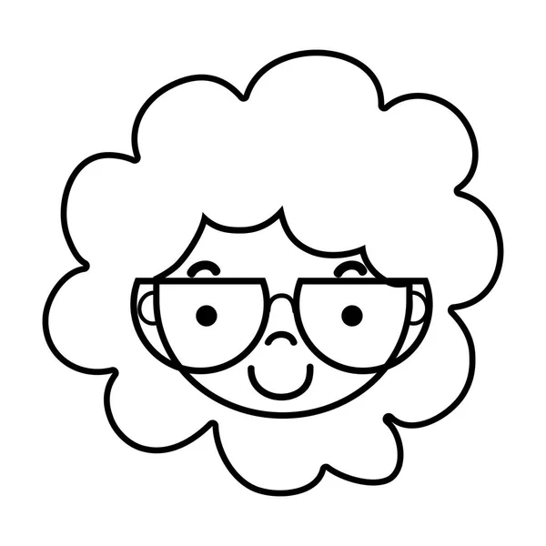 Linie Junge Gesicht Mit Brille Und Frisur Design Vektor Illustration — Stockvektor
